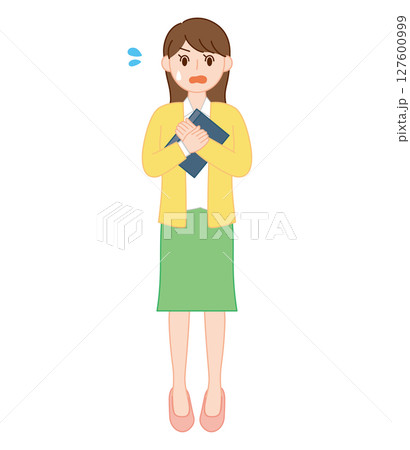 驚いた表情の若手女性教師のイラスト 127600999