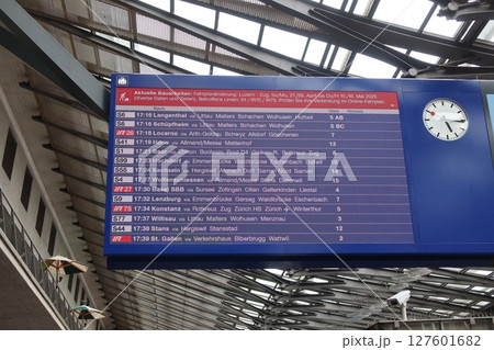 Train Timetable at SBB Luzern Station in Luzern Lucerne, Switzerland. May 8. 2025 127601682