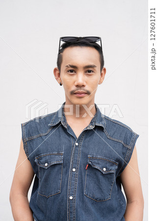 Portrait of nonbinary genderfluid young Asian gay man 127601711