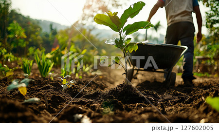 Sowing work planting trees in the garden Sowing work planting trees in the garden 127602005