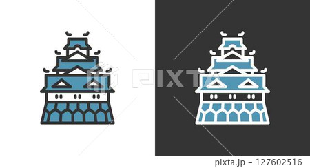 編集可能な大阪名物の大阪城ラインアイコン 127602516