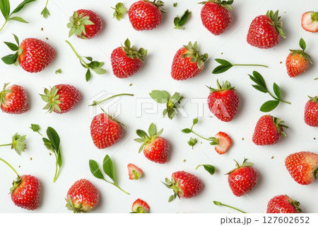fresh strawberries on white background 127602652