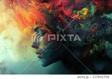 woman with paint 127602708
