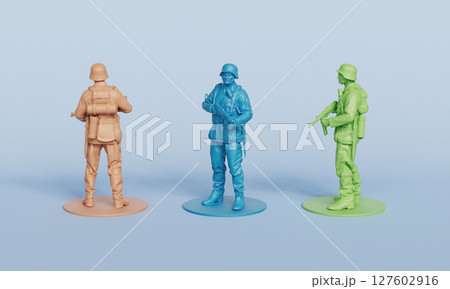 World War 2 German Soldier with Rifle Figure Toy. 3D Rendering. 127602916