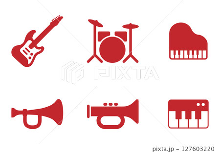 楽器のアイコンセット 赤 127603220