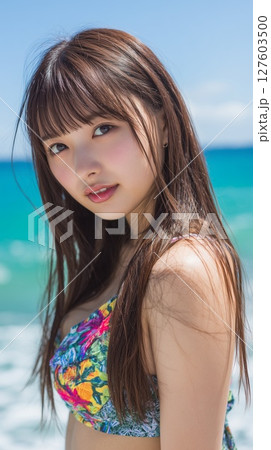 水着を着た美女のポートレート 水着を着た美女のポートレート 127603500