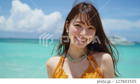 水着を着た美女のポートレート 127603505
