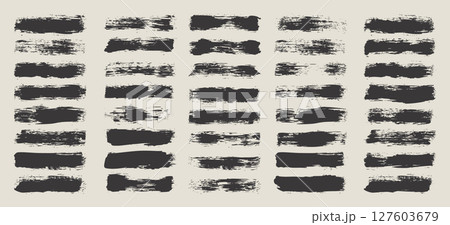 Grunge brush strokes, lines, ink smudges, hand-drawn scribble shapes. Handmade sketchy marks, acrylic stains, charcoal streaks. Paint textures, dry brush effect. Marker underline. Vector illustration 127603679