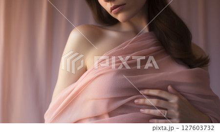 woman pregnant expecting maternity pink dress mom, ai 127603732