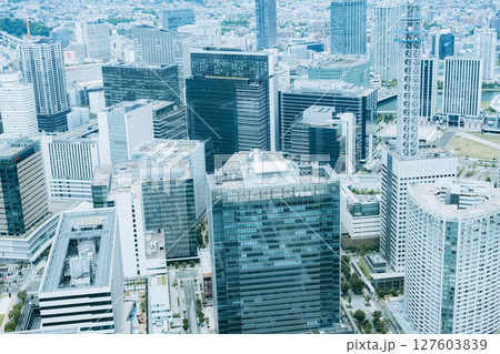 Minato Mirai view from the observation deck of Landmark Tower, Yokohama, Kanagawa, Japan 127603839