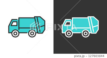 シンプルなゴミ収集車のラインアイコン 127603844