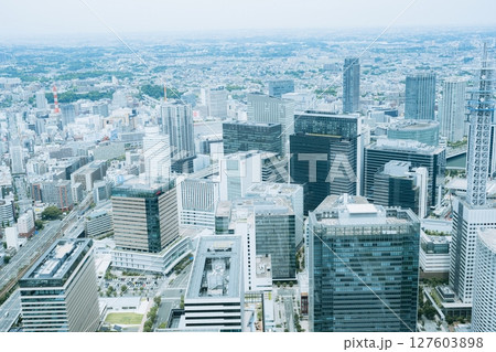 Minato Mirai view from the observation deck of Landmark Tower, Yokohama, Kanagawa, Japan Minato Mirai view from the observation deck of Landmark Tower, Yokohama, Kanagawa, Japan 127603898