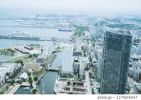 Minato Mirai view from the observation deck of Landmark Tower, Yokohama, Kanagawa, Japan Minato Mirai view from the observation deck of Landmark Tower, Yokohama, Kanagawa, Japan 127604047