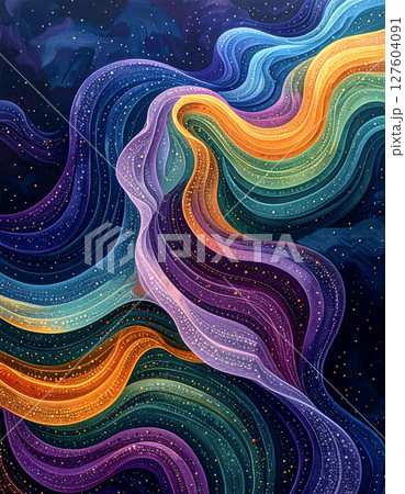 綺麗な帯や波のようなテクスチャー 127604091