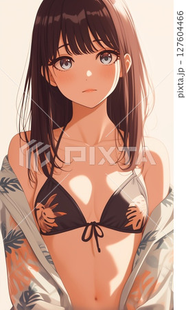 アニメ調の美少女の切り抜き用素材 127604466