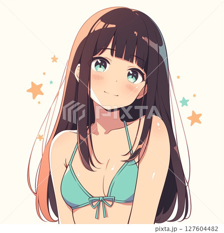 アニメ調の美少女の切り抜き用素材 アニメ調の美少女の切り抜き用素材 127604482