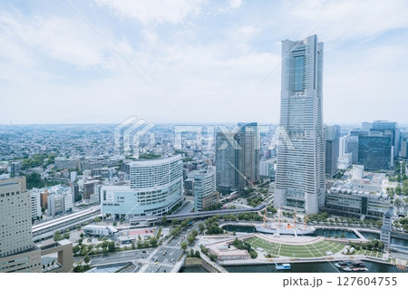 Minato Mirai view from the observation deck of Landmark Tower, Yokohama, Kanagawa, Japan 127604755