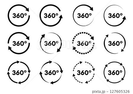 360 degrees icon set isolated vector illustrationのイラスト素材 [127605326 ...