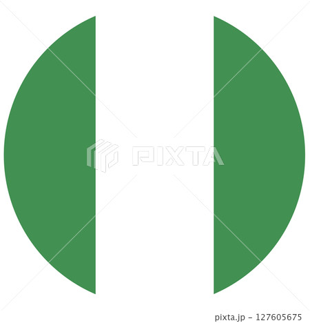 National flag of Nigeria in circle isolated. 127605675