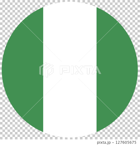 National flag of Nigeria in circle isolated. 127605675