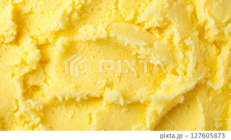 黄色のシャーベットのクローズアップテクスチャ背景 127605873