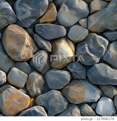 Colorful gravel stones in various shades displaying unique textures and natural beauty 127606178
