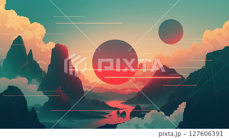 抽象的なデザインアートの背景画像 127606391