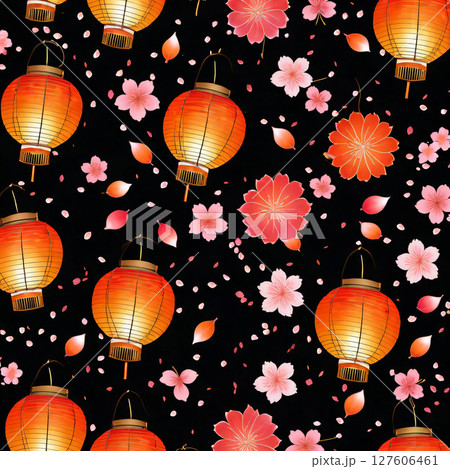 レトロな提灯のベクターイラスト レトロな提灯のベクターイラスト 127606461