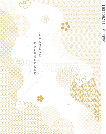 金色の和風の背景/和柄と抽象的な形 金色の和風の背景/和柄と抽象的な形 127606891