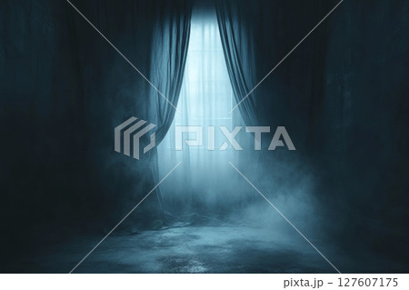 Ethereal Glow Through a Window With Mystical Blue Atmosphere. Ethereal Glow Through a Window With Mystical Blue Atmosphere. 127607175
