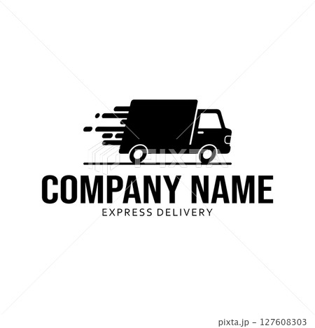Express delivery service logo with delivery truck icon 127608303