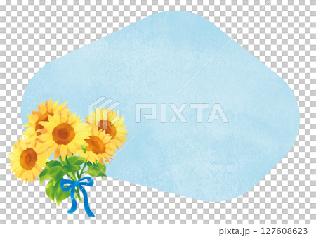 仰望夏日天空的向日葵花束框架 127608623
