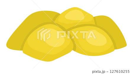 Vector flat style yellow gold boulder. Dwarf or gnome treasures concept. Golden stone icon. Magic or fairytale precious metal isolated on white background 127610255