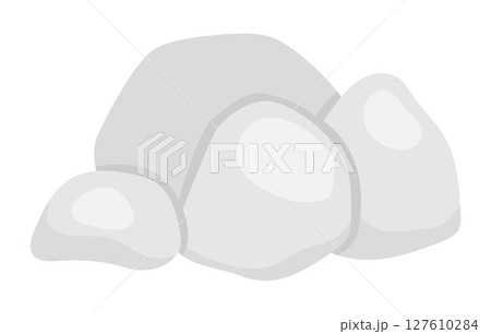 Vector flat style silver boulder. Dwarf or gnome treasures concept. Magic or fairytale precious metal isolated on white background 127610284