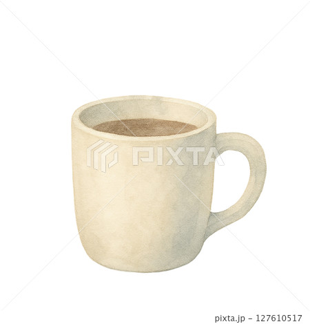 水彩イラスト　温かいコーヒーマグ 127610517