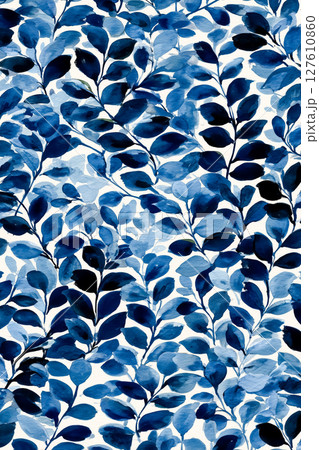 夏を涼しく彩るブルーリーブス柄ファブリック風バックグラウンド 夏を涼しく彩るブルーリーブス柄ファブリック風バックグラウンド 127610860