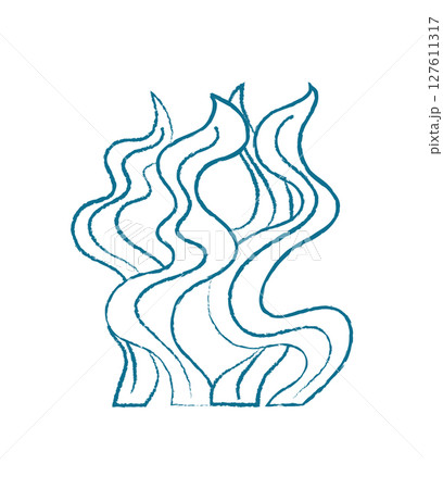 Aquatic seaweed silhouette. Underwater plant shape with a unique texture. Marine flora, doodle style, perfect for backgrounds, patterns, or as an artistic element in various projects. 127611317