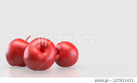 The Red Apple on white Background for Health concept 3d Rendering. The Red Apple on white Background for Health concept 3d Rendering. 127611411