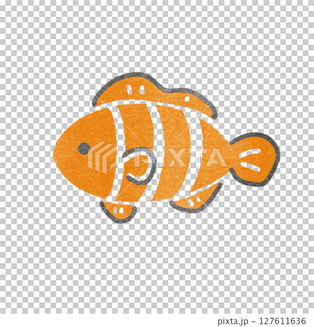 郵票風格的小丑魚插圖 127611636