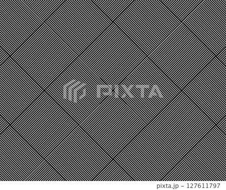 Wicker basket texture. Ceramic tile wall background. Crossed straight stripes pattern. Parallel and perpendicular lines. Abstract geometric print. Simple fabric structure. Vector graphic illustration Wicker basket texture. Ceramic tile wall background. Crossed straight stripes pattern. Parallel and perpendicular lines. Abstract geometric print. Simple fabric structure. Vector graphic illustration 127611797