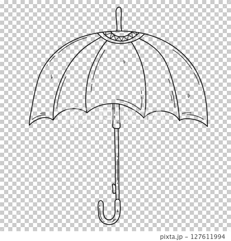 Hand drawn umbrella outline illustration 127611994