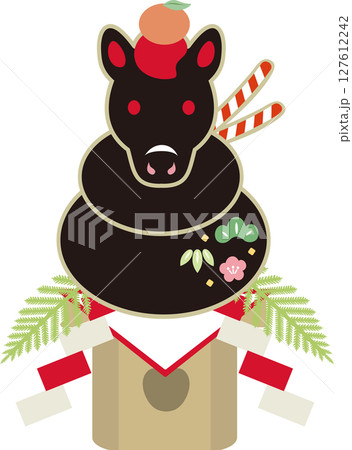 年賀2026　年賀状素材　午年　馬　午　鏡餅　土鈴　和風　正月　干支　かわいい　デザイン　イラスト 127612242