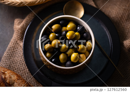Green and Black Olives 127612560