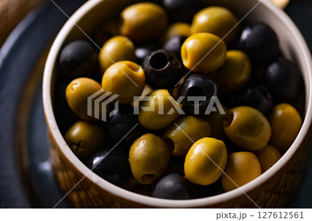 Green and Black Olives 127612561
