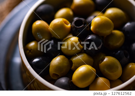 Green and Black Olives 127612562
