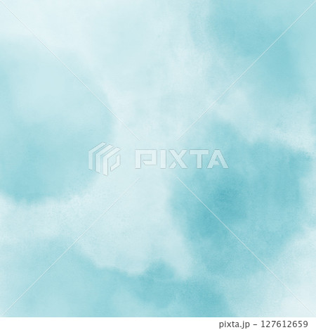 藍色ブルー水彩画風テクスチャー背景素材イラスト　シンプル壁紙　四角形 127612659