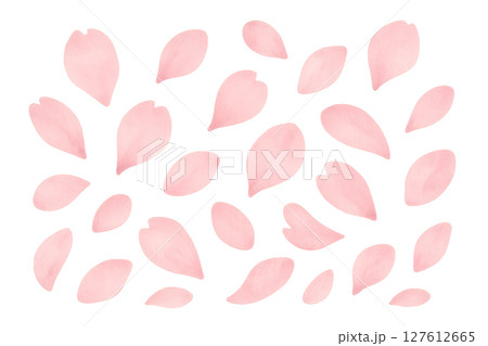 桜の花びらの水彩イラスト 透過PNG 春の装飾素材 桜の花びらの水彩イラスト 透過PNG 春の装飾素材 127612665