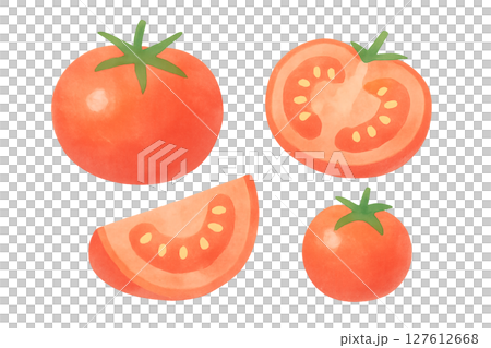 番茄水彩插畫透明PNG食物及剖面素材 127612668