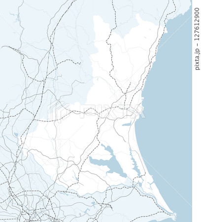 日本の茨城県と隣接する都道府県を含む、シンプルなロードマップ 127612900