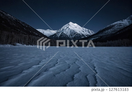 Starry Night Over Snow-Capped Peaks with Generative AI. Starry Night Over Snow-Capped Peaks with Generative AI. 127613183